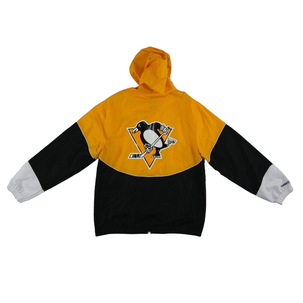 NEW Mitchell Ness Pittsburg Penguins Jacket Men's Size Large Yellow Windbreaker - Picture 3 of 10